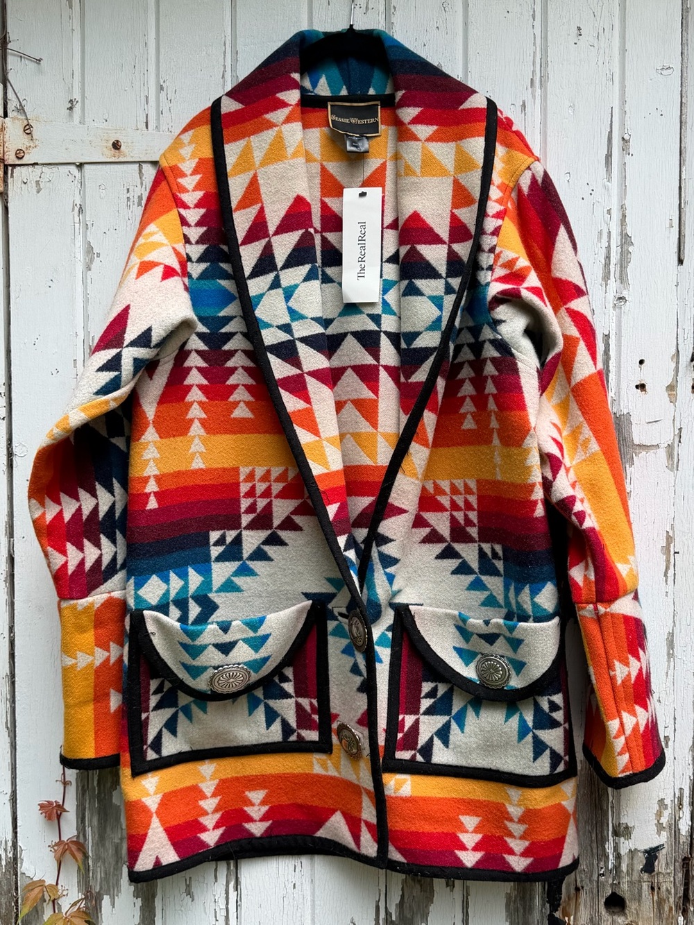Jessie Western Wool Coat Jacket Concho XS S London Aztec Southwestern Cowboy